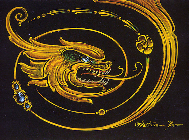 "Dragón de la Joya" 1999 Óleo sobre madera 0,45 x 0,70 m.